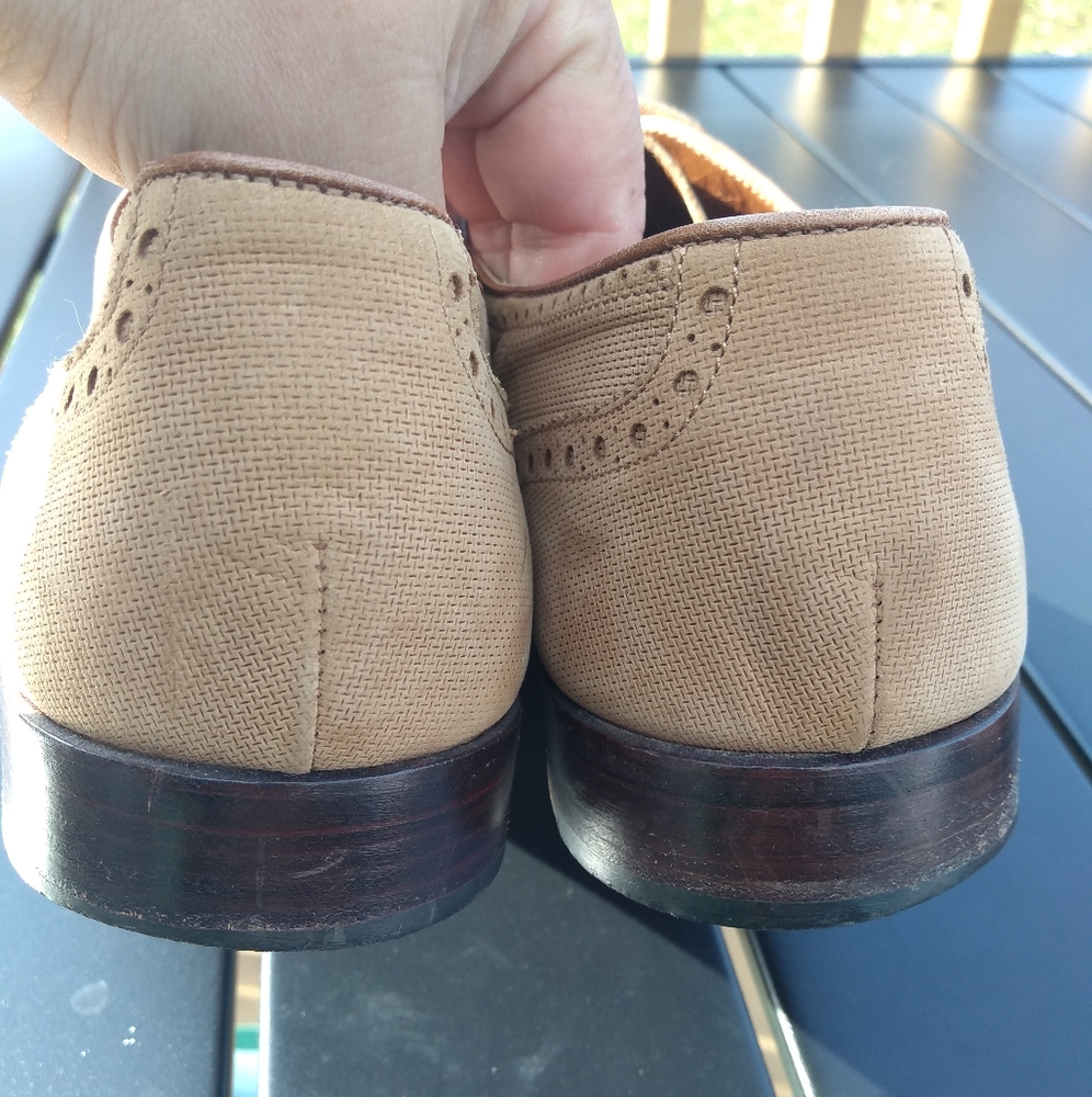 Men's L & M Shoes, Tan Leather Brogues, Wingtip, Size  8.5, Made in Italy - Picture 4 of 16
